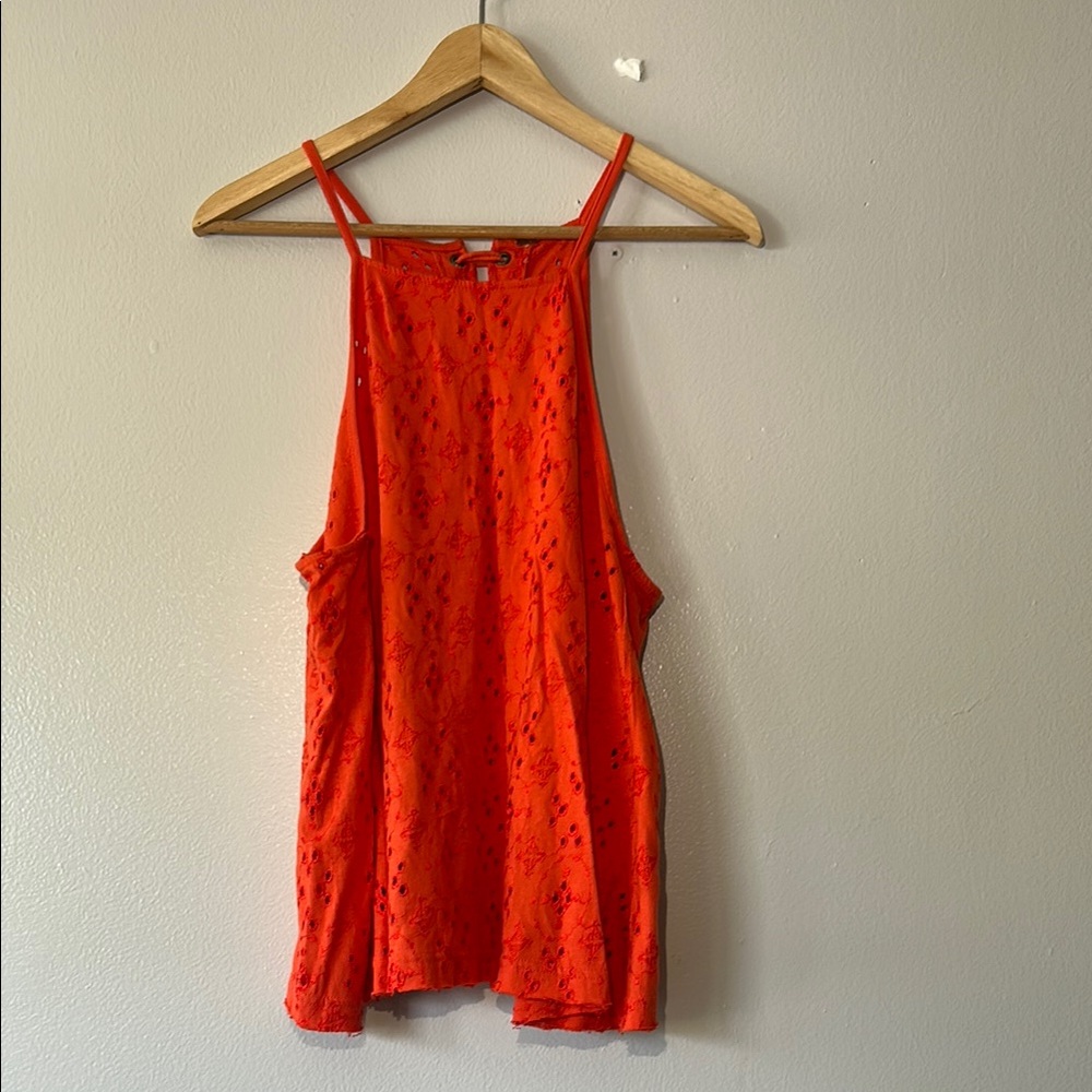 Free People Women's Orange Sleeveless Top Boho Vibes Size Small/Medium